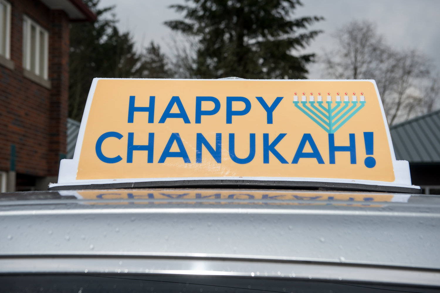 This is one of a variety of lighted decorations planned for use on every car participating in the Chanukah parade.